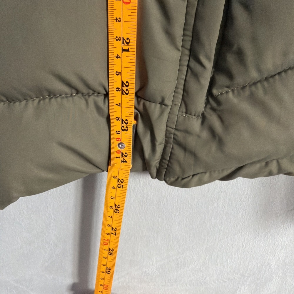 Abercrombie & Fitch Mens L Puffer Jacket Olive Green Faux Fur Collar Packable - Picture 11 of 11